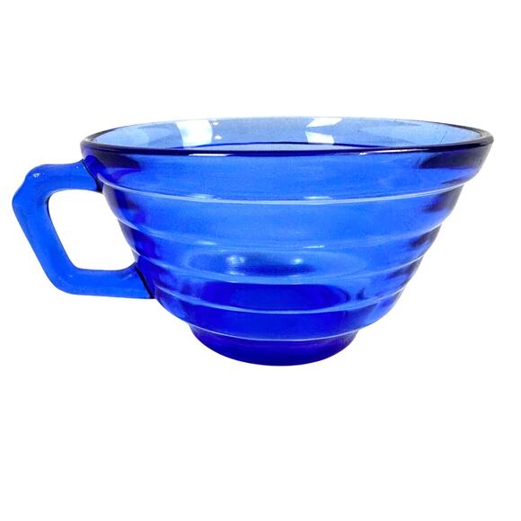 Hazel Atlas Aurora Cobalt Blue Vintage Depression Glass Coffee Cup - Picture 3 of 6